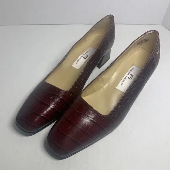 Etienne Aigner Astoria Red Gator Leather Pumps Size 9 Narrow - Picture 3 of 14